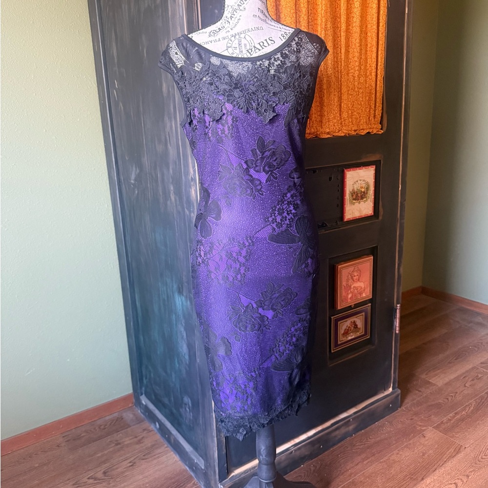 Black lace evening dress